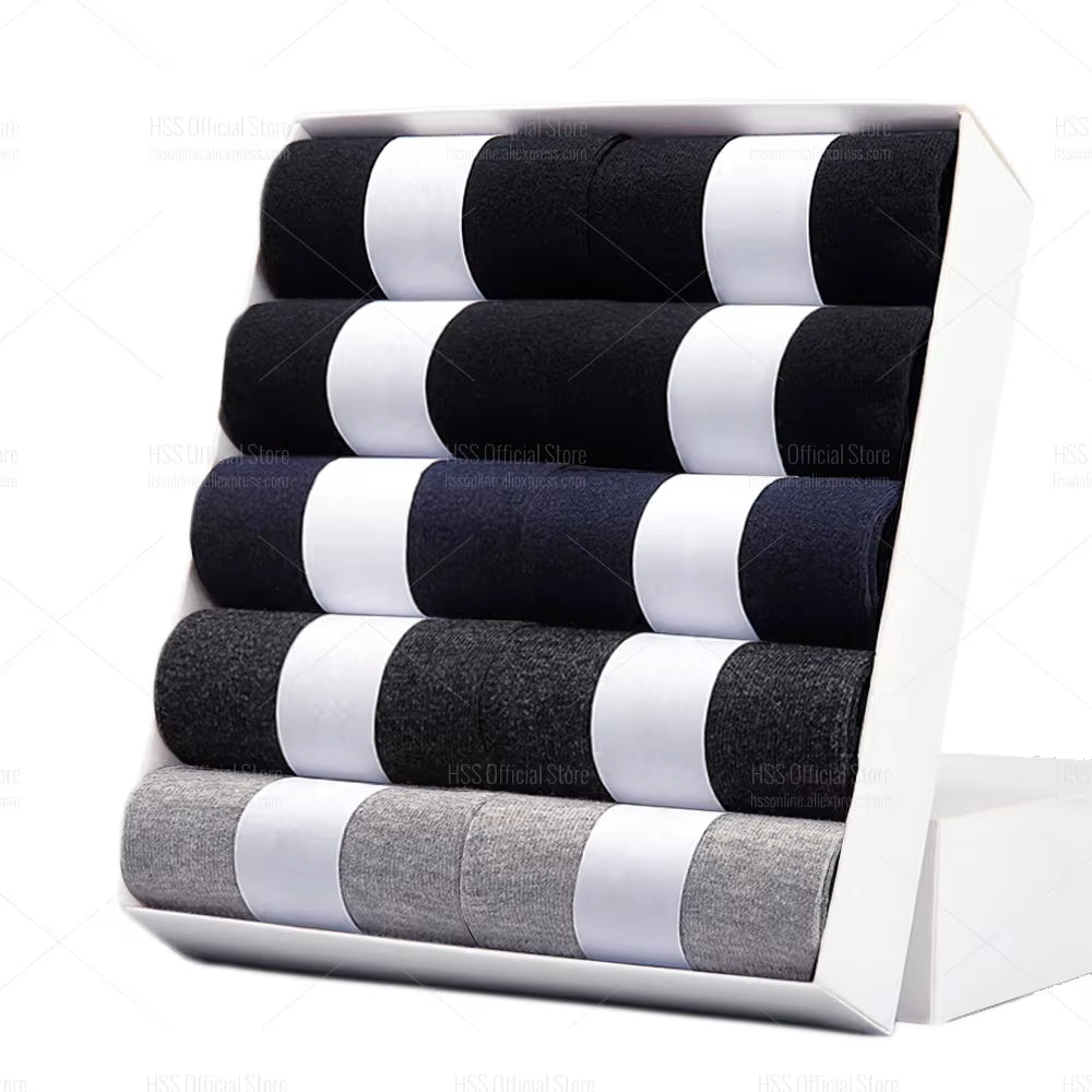5/10 Pairs Men'S Cotton Blend Socks Black Business Men Socks Soft Breathable Summer Winter for Male Socks plus Size (6.5-14)