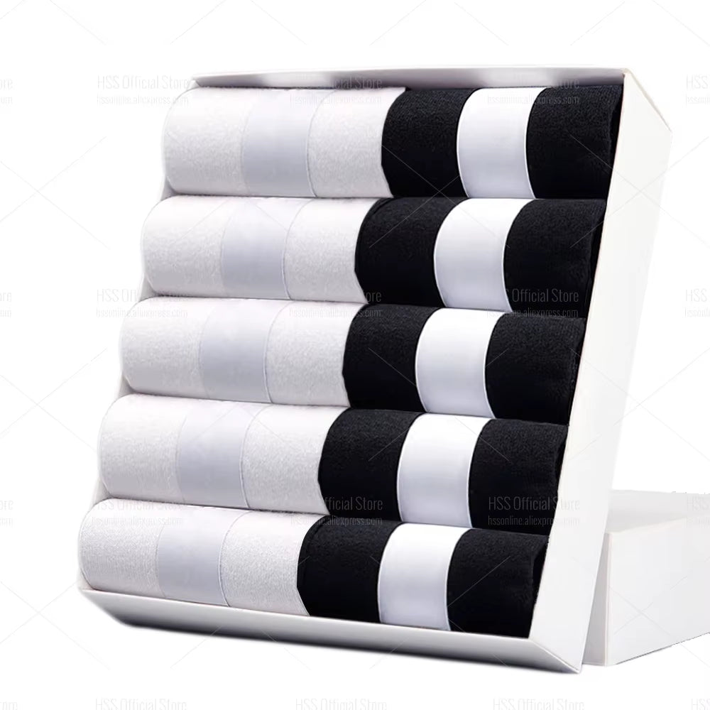 5/10 Pairs Men'S Cotton Blend Socks Black Business Men Socks Soft Breathable Summer Winter for Male Socks plus Size (6.5-14)
