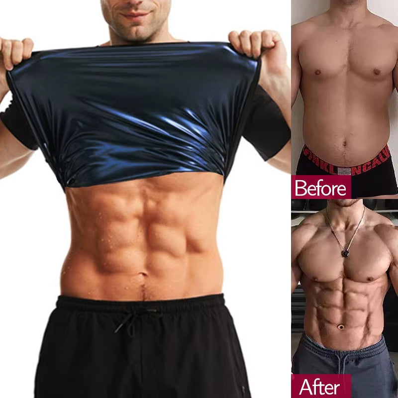 Men Sauna Suit Body Shaper Shirt Weight Loss Vest Waist Trainer Corset Slimming Sweat Tops Workout Suits Fitness Shapewear