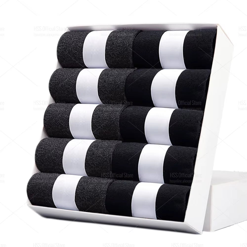 5/10 Pairs Men'S Cotton Blend Socks Black Business Men Socks Soft Breathable Summer Winter for Male Socks plus Size (6.5-14)