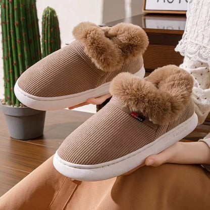 Kidmi Winter Women Shoes Casual House Shoes for Men 2024 Outdoor Warm Cotton Shoes for Women Indoor Plush Padded Slippers Female