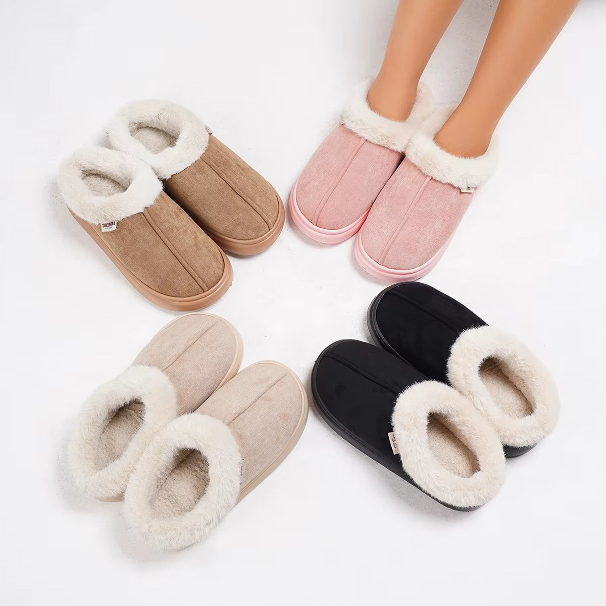 Kidmi Winter Women Shoes Casual House Shoes for Men 2024 Outdoor Warm Cotton Shoes for Women Indoor Plush Padded Slippers Female