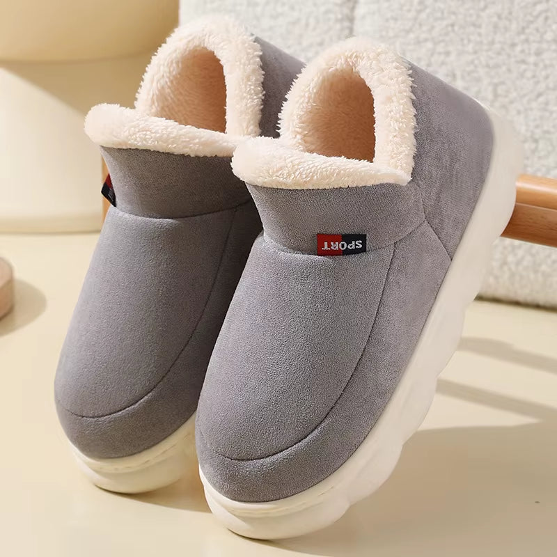 Kidmi Winter Women Shoes Casual House Shoes for Men 2024 Outdoor Warm Cotton Shoes for Women Indoor Plush Padded Slippers Female