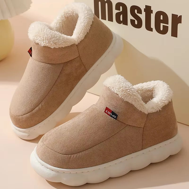 Kidmi Winter Women Shoes Casual House Shoes for Men 2024 Outdoor Warm Cotton Shoes for Women Indoor Plush Padded Slippers Female