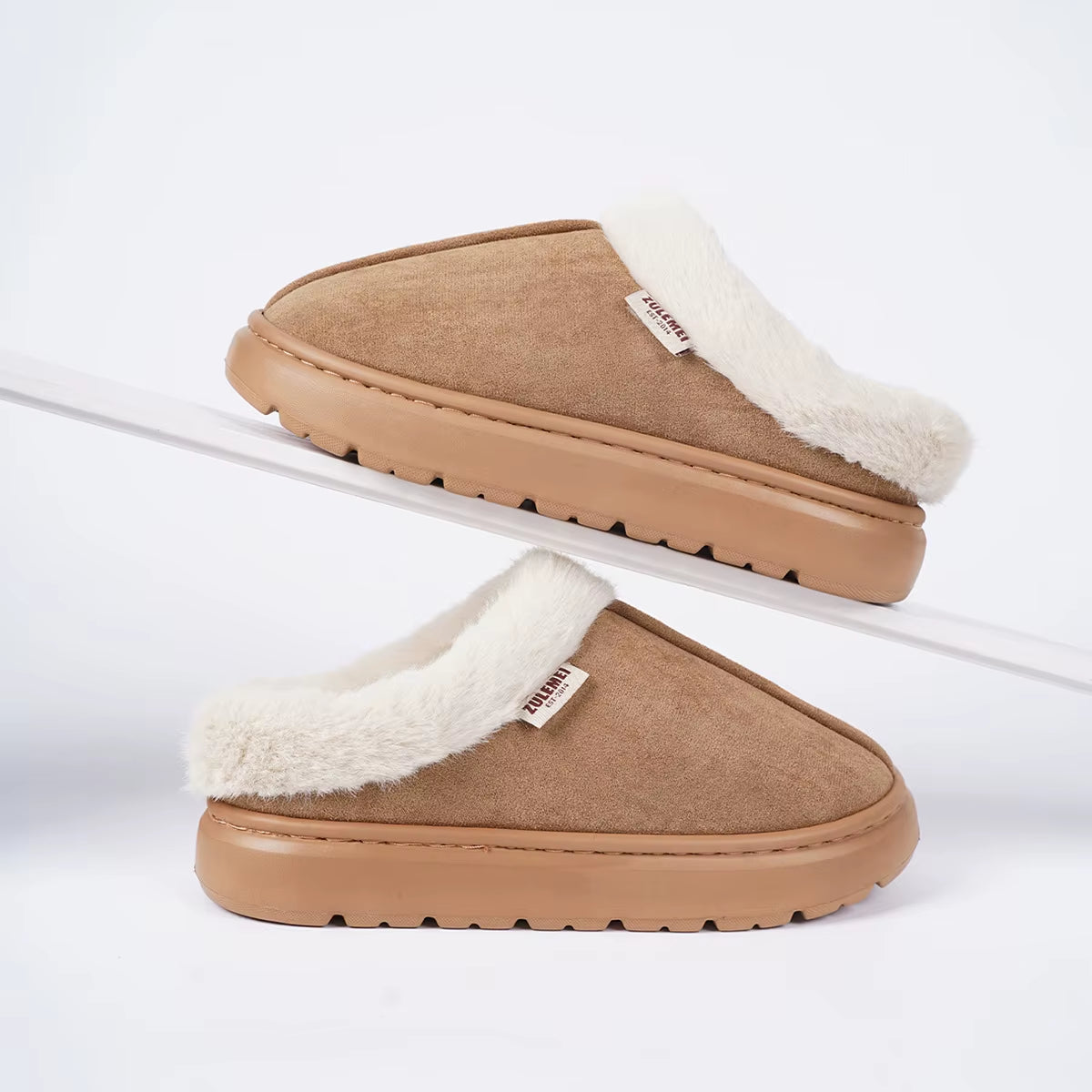 Kidmi Winter Women Shoes Casual House Shoes for Men 2024 Outdoor Warm Cotton Shoes for Women Indoor Plush Padded Slippers Female