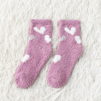 2 Pairs Cute Cow Spots Print Socks, Thickened & Warm Coral Fleece Socks, Women'S Stockings & Hosiery