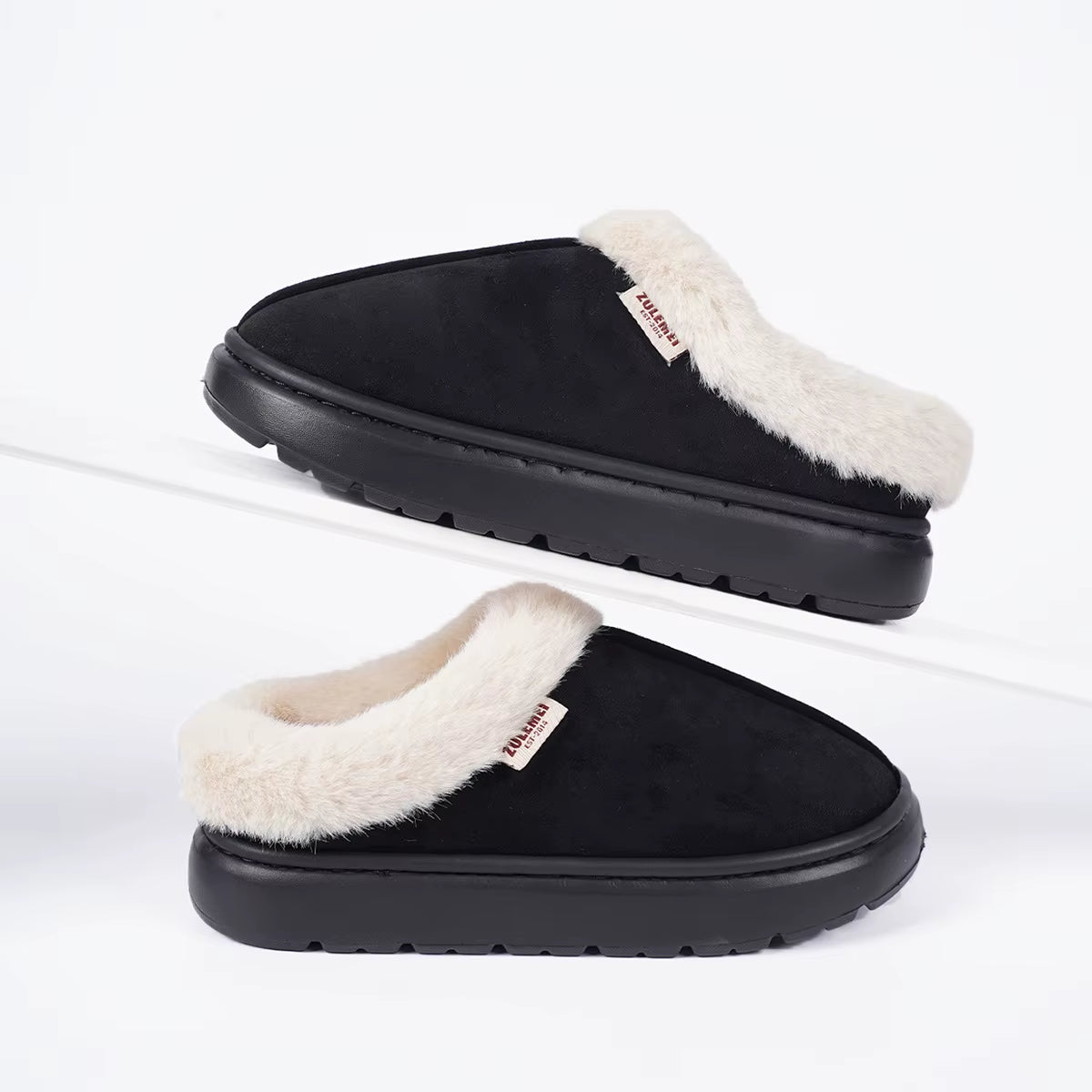 Kidmi Winter Women Shoes Casual House Shoes for Men 2024 Outdoor Warm Cotton Shoes for Women Indoor Plush Padded Slippers Female