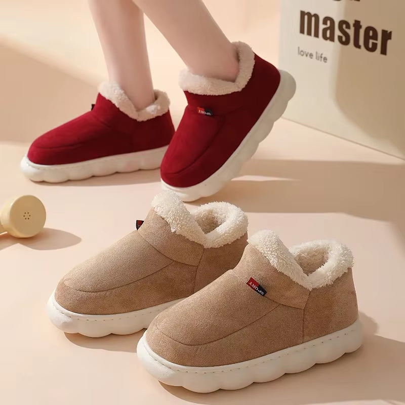 Kidmi Winter Women Shoes Casual House Shoes for Men 2024 Outdoor Warm Cotton Shoes for Women Indoor Plush Padded Slippers Female