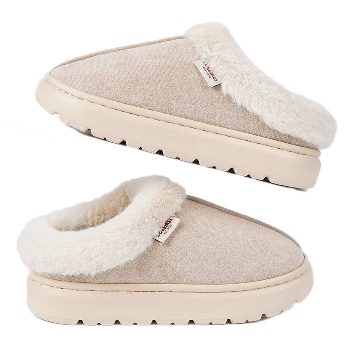 Kidmi Winter Women Shoes Casual House Shoes for Men 2024 Outdoor Warm Cotton Shoes for Women Indoor Plush Padded Slippers Female