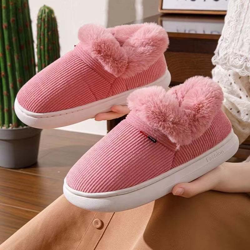 Kidmi Winter Women Shoes Casual House Shoes for Men 2024 Outdoor Warm Cotton Shoes for Women Indoor Plush Padded Slippers Female
