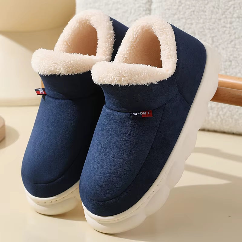 Kidmi Winter Women Shoes Casual House Shoes for Men 2024 Outdoor Warm Cotton Shoes for Women Indoor Plush Padded Slippers Female